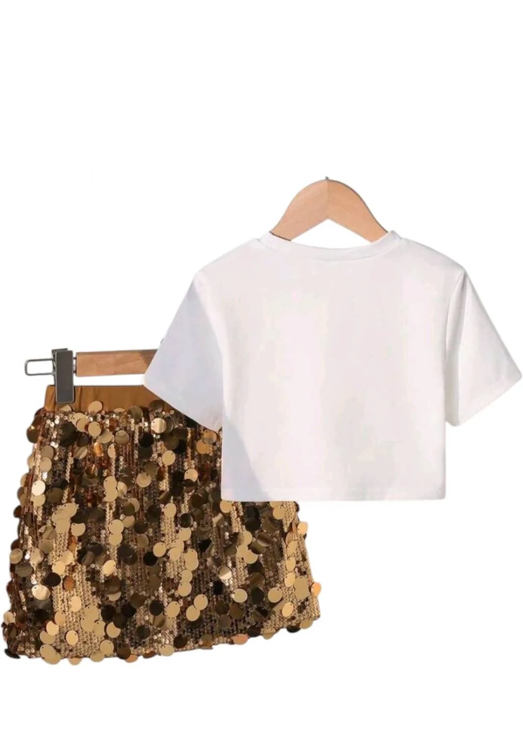 Conjunto franela blanca + falda lentejuelas — foto 2 de 2