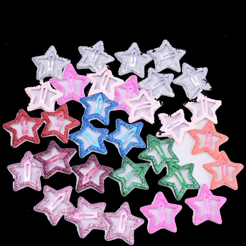 20 Clips de estrellas multicolor escarchadas